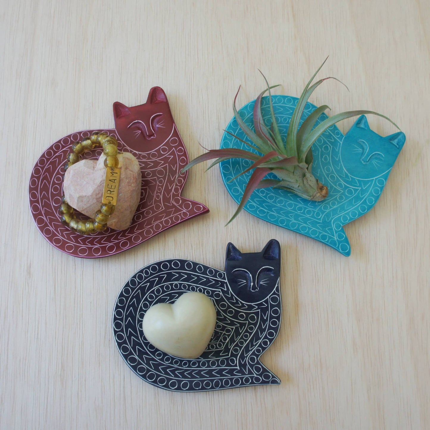 Hand-Carved Stone Cat Dish