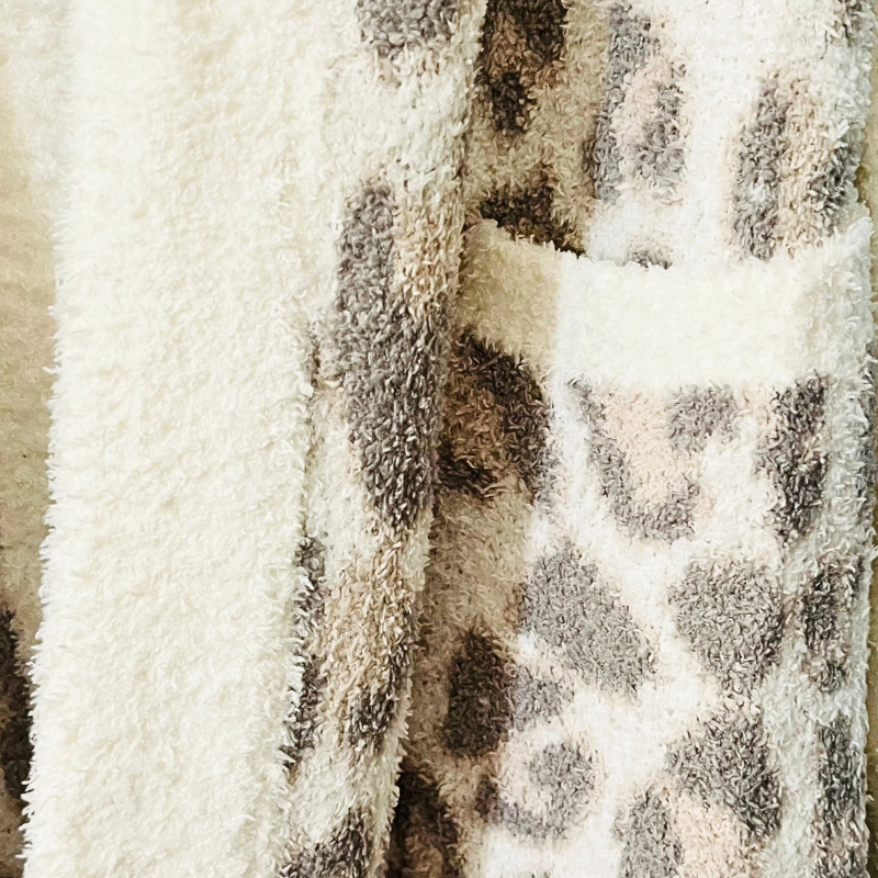 Leopard Chenille Robe - Beige - Moniluxx Boutique