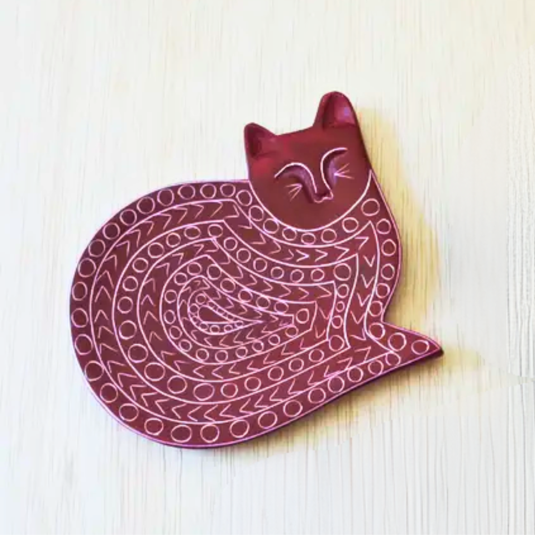 Hand-Carved Stone Cat Dish