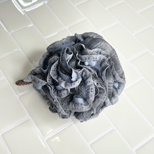 Charcoal Lace Bath & Shower Pouf