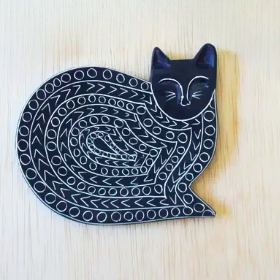 Hand-Carved Stone Cat Dish