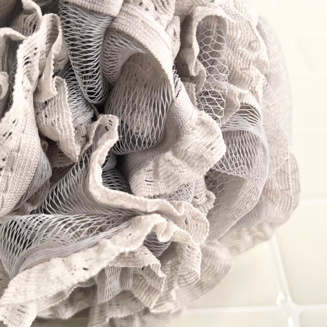 Silver Lace Bath & Shower Pouf