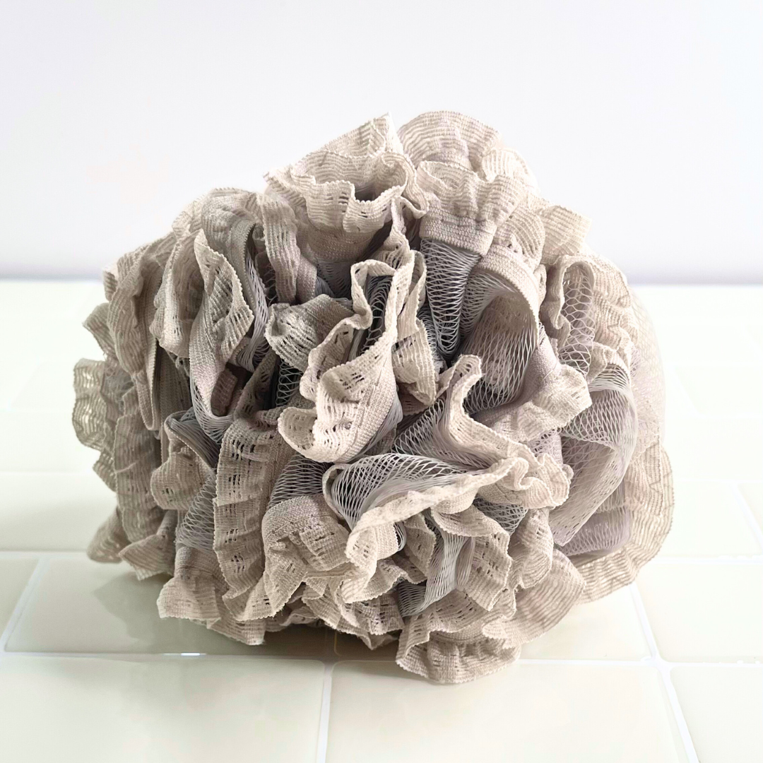 Silver Lace Bath & Shower Pouf