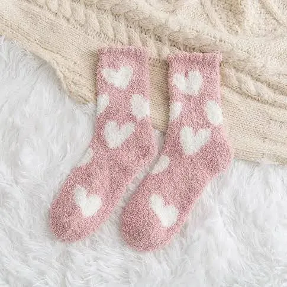 Heart Cozy Soft Sherpa Socks - Moniluxx Boutique