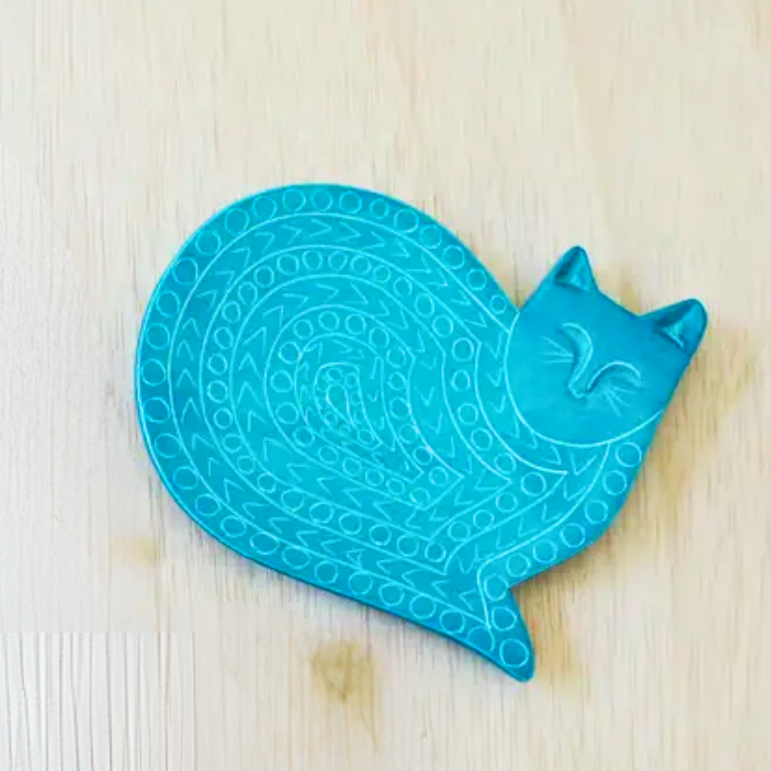 Hand-Carved Stone Cat Dish