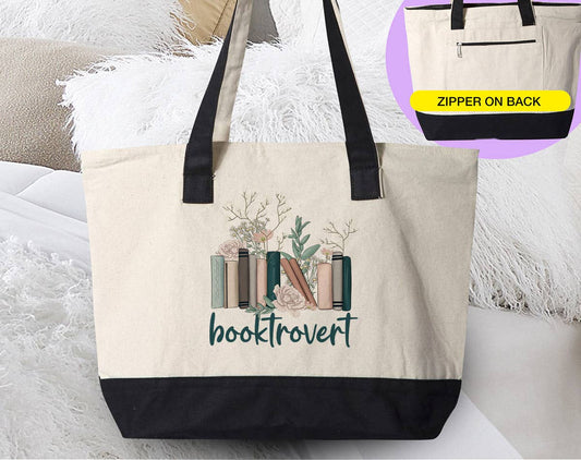 Canvas Zippered Tote - Booktrovert