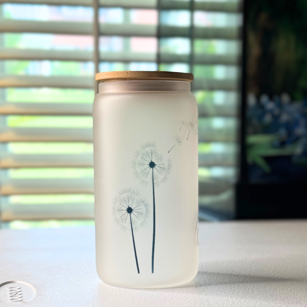 16oz Frosted Glass Tumbler - Just Breathe