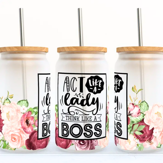 Frosted Glass Tumbler - Lady Boss