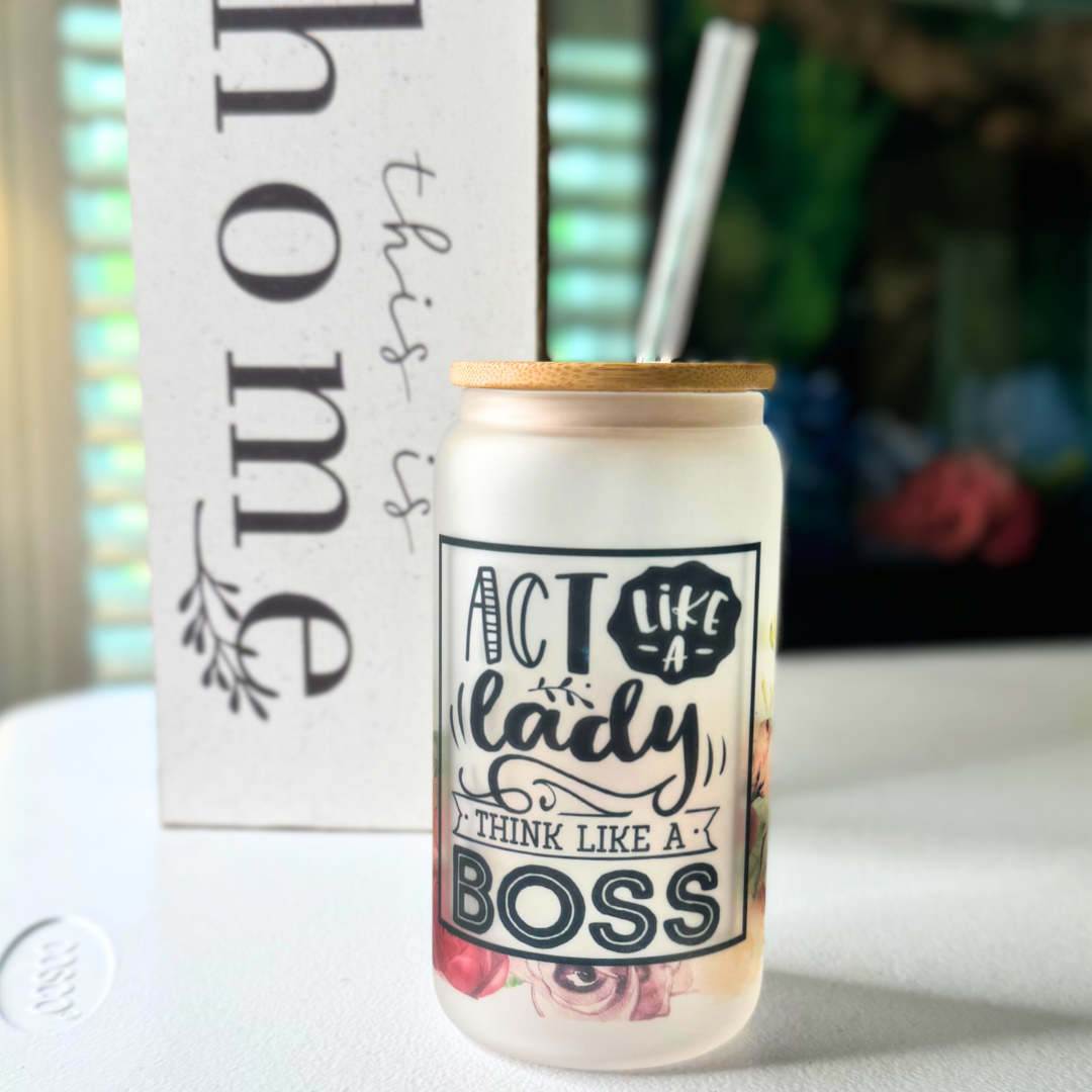 Frosted Glass Tumbler - Lady Boss