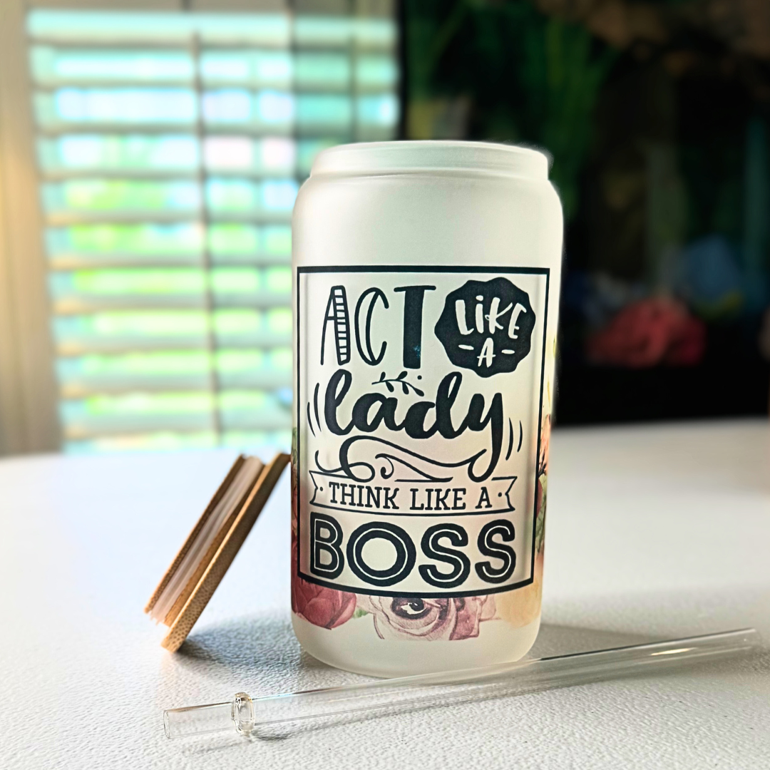 Frosted Glass Tumbler - Lady Boss