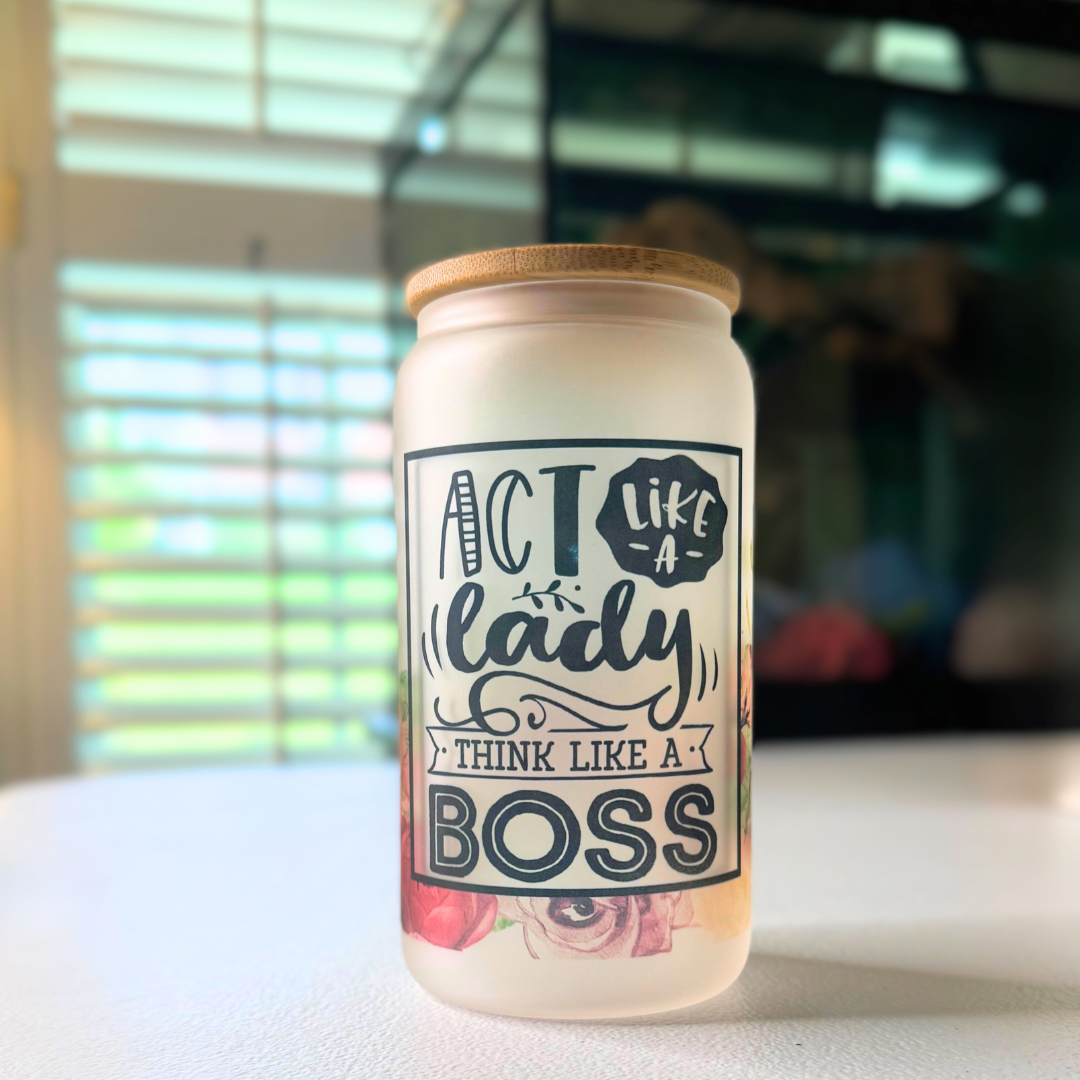 Frosted Glass Tumbler - Lady Boss